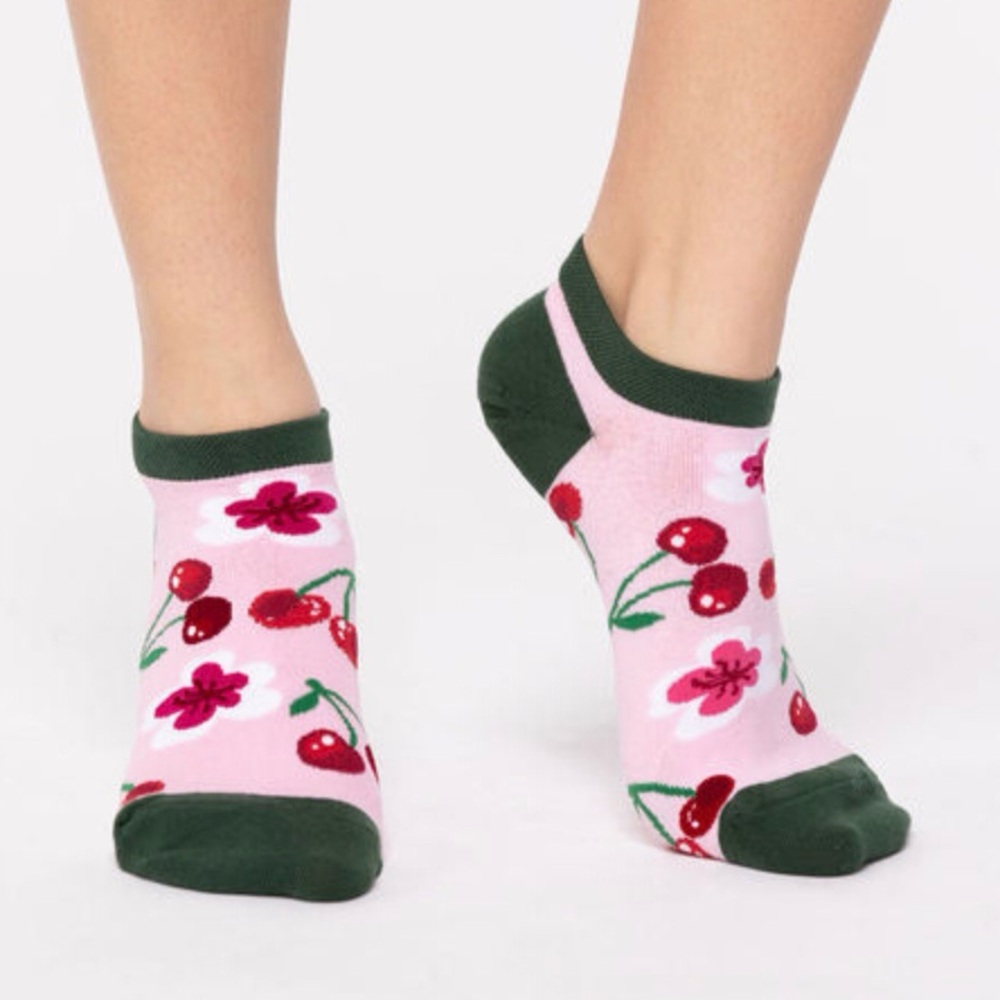 Cherry Ankle Socks Pink Red NWT